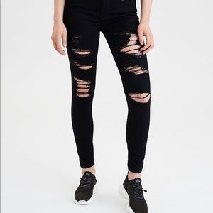 American eagle black ripped jeans
